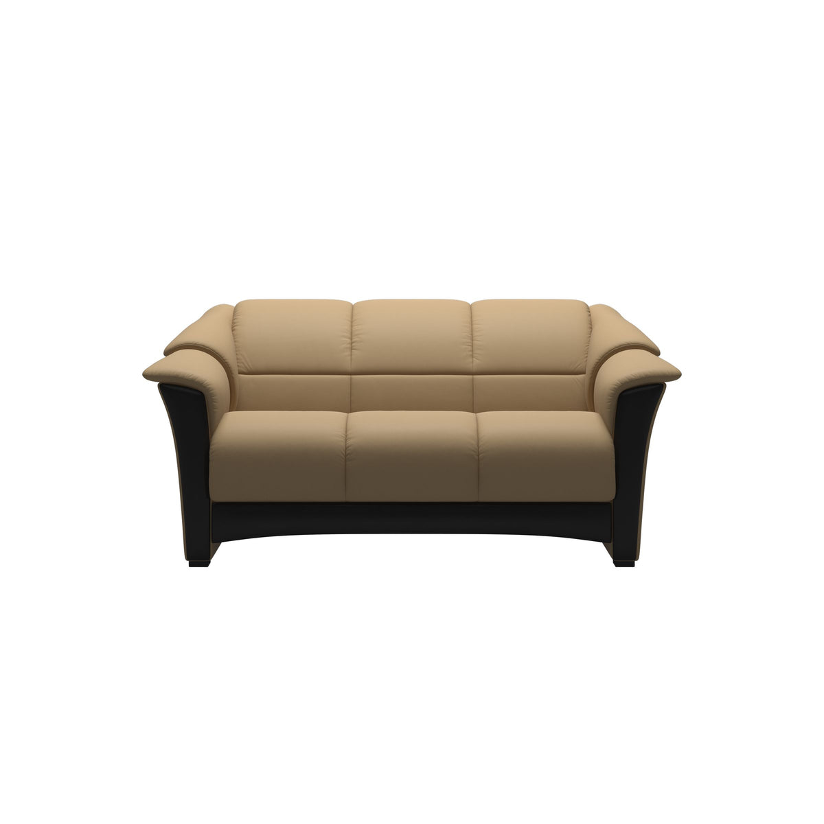 Stressless Oslo 2-Seater Sofa with Wood in Paloma Sand, Black, front view