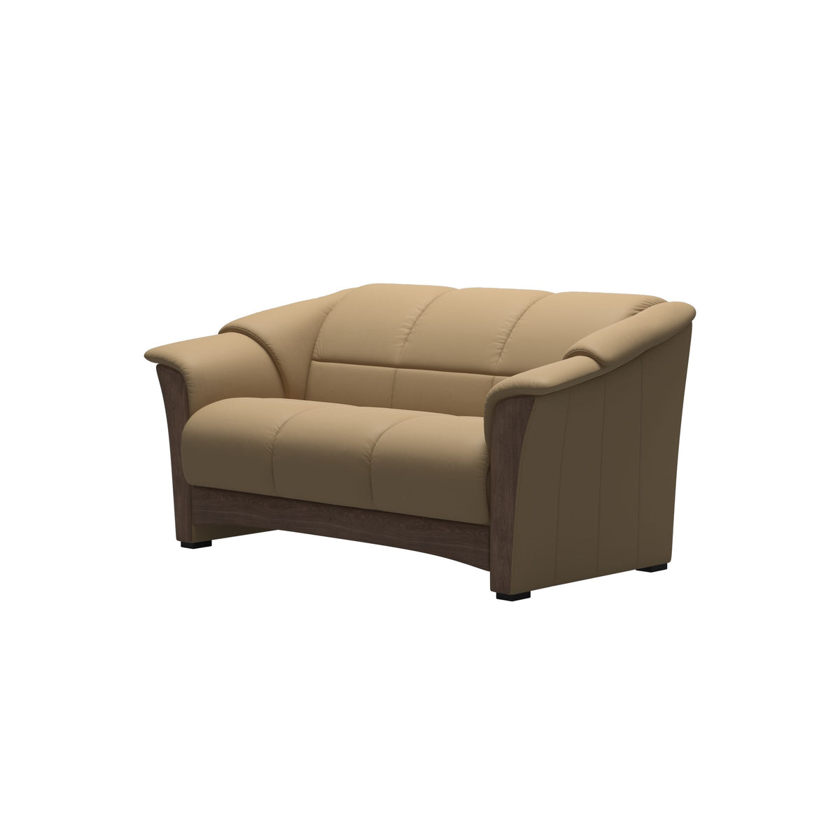 Stressless Oslo 2-Seater Sofa with Wood in Paloma Sand, Walnut, side view