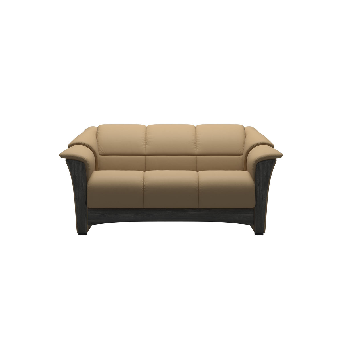 Stressless Oslo 2-Seater Sofa with Wood in Paloma Sand, Grey, front view