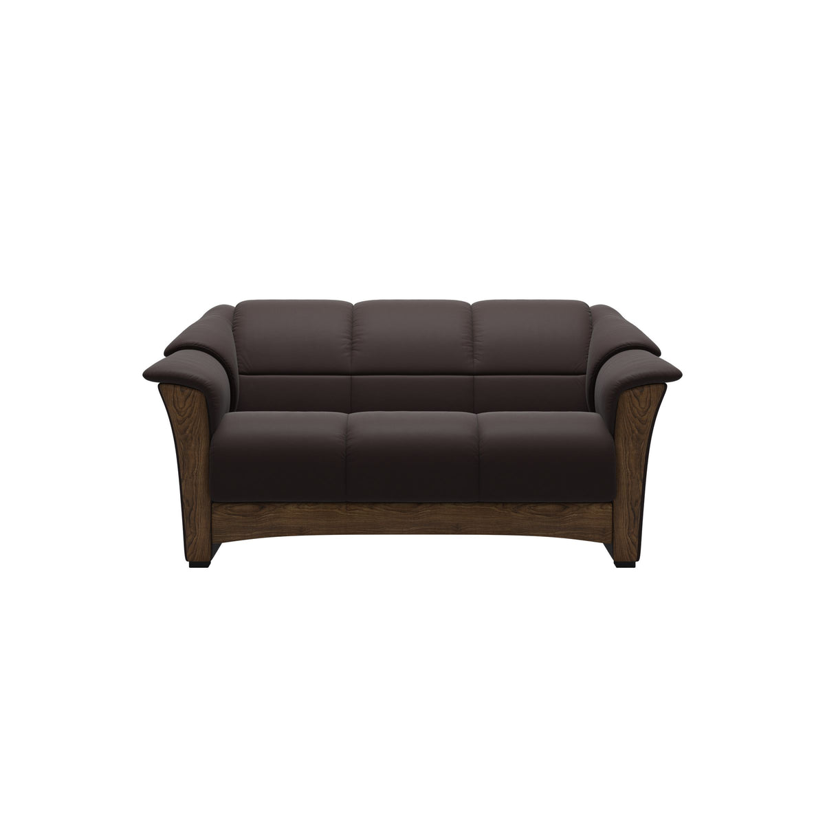 Stressless Oslo 2-Seater Sofa with Wood in Paloma Chocolate, Teak, front view