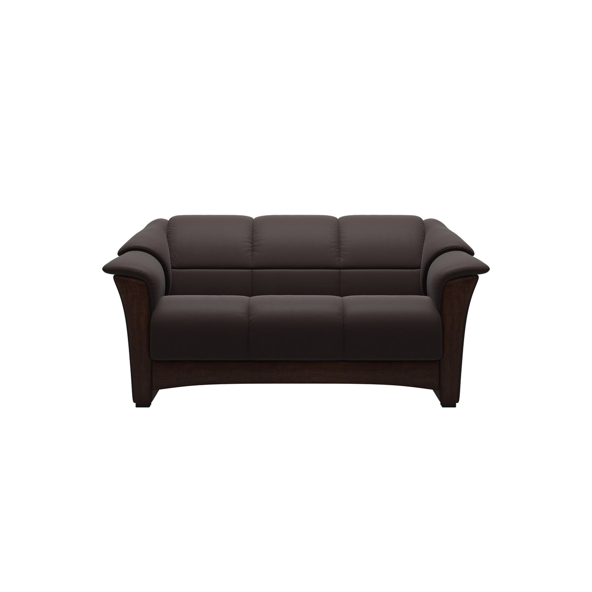Stressless Oslo 2-Seater Sofa with Wood in Paloma Chocolate, Brown, front view
