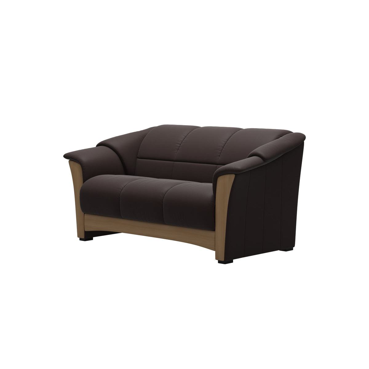 Stressless Oslo 2-Seater Sofa with Wood in Paloma Chocolate, Oak, side view