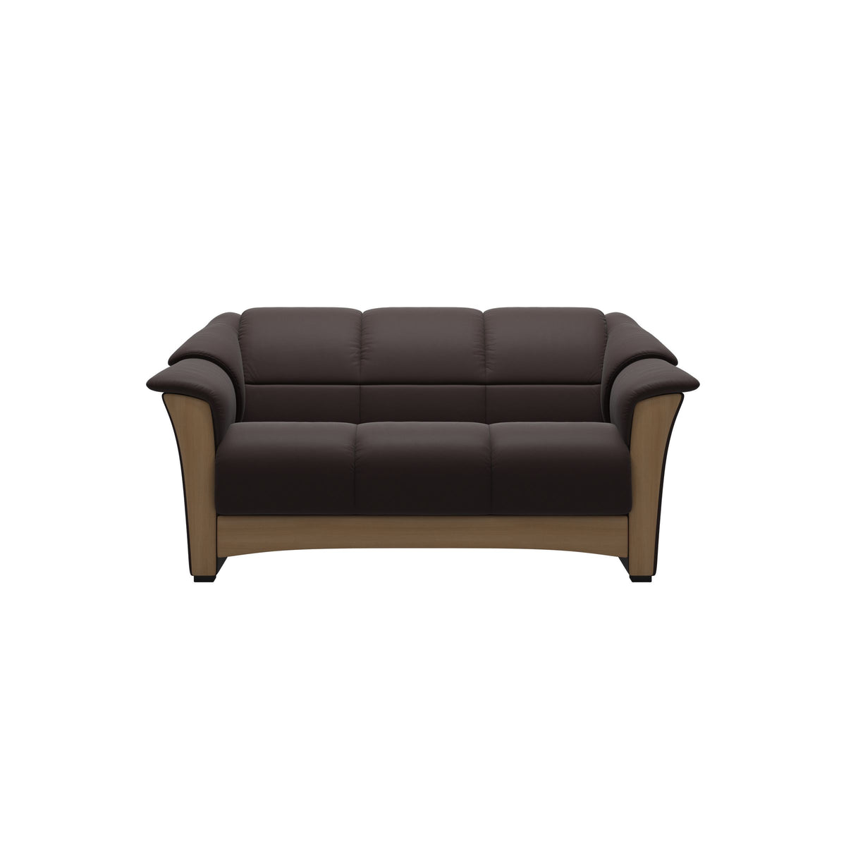 Stressless Oslo 2-Seater Sofa with Wood in Paloma Chocolate, Oak, front view