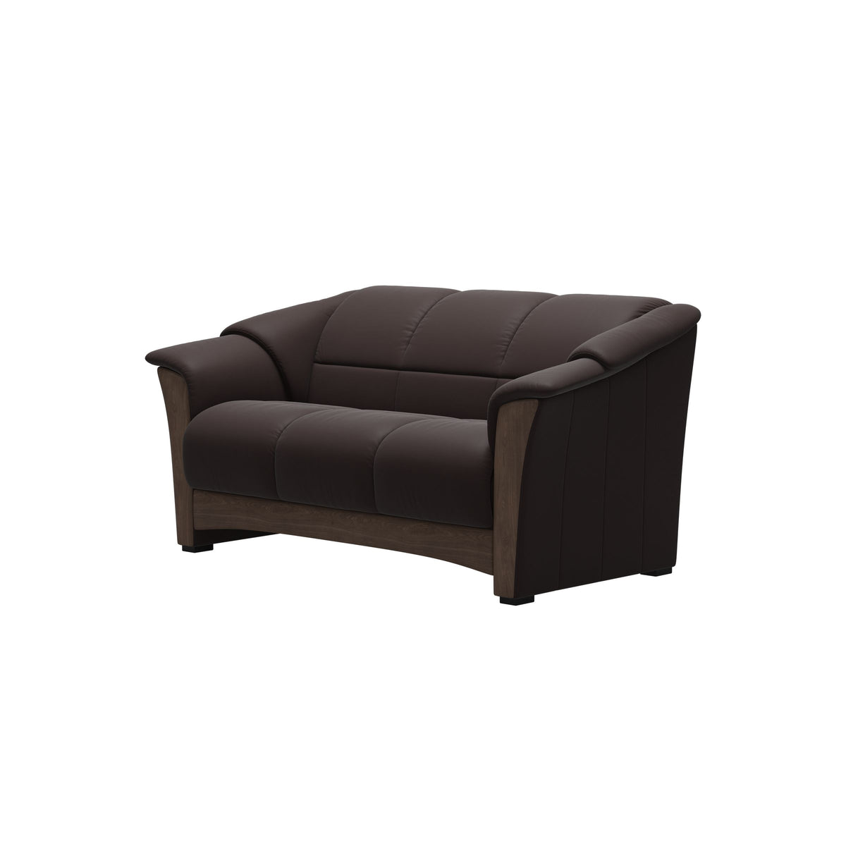 Stressless Oslo 2-Seater Sofa with Wood in Paloma Chocolate, Walnut, side view