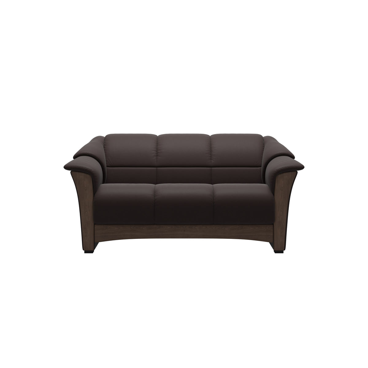 Stressless Oslo 2-Seater Sofa with Wood in Paloma Chocolate, Walnut, front view