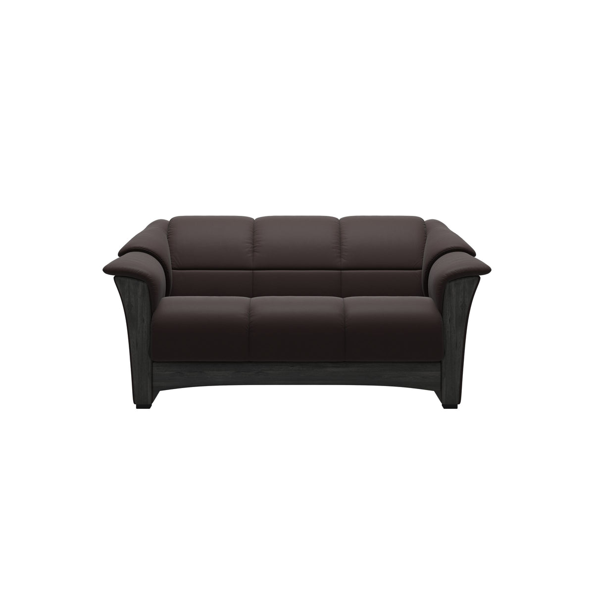 Stressless Oslo 2-Seater Sofa with Wood in Paloma Chocolate, Grey, front view