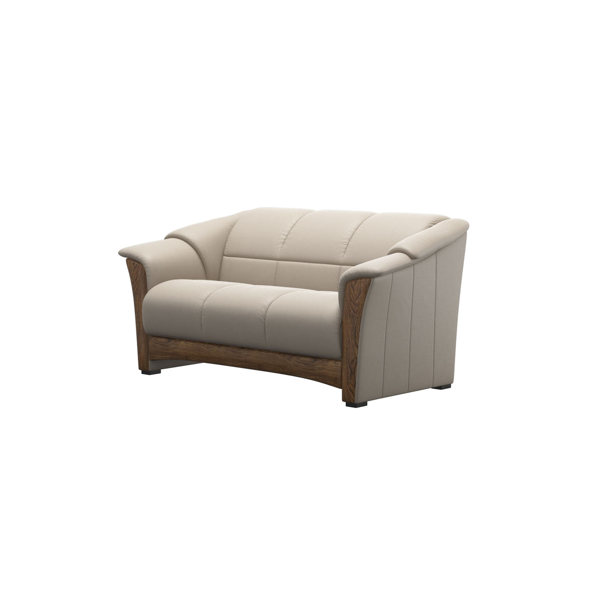 Stressless Oslo 2-Seater Sofa with Wood in Paloma Fog, Teak, side view