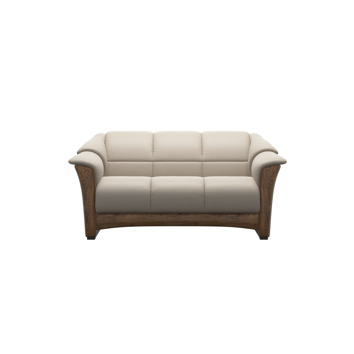 Stressless Oslo 2-Seater Sofa with Wood in Paloma Fog, Teak, front view