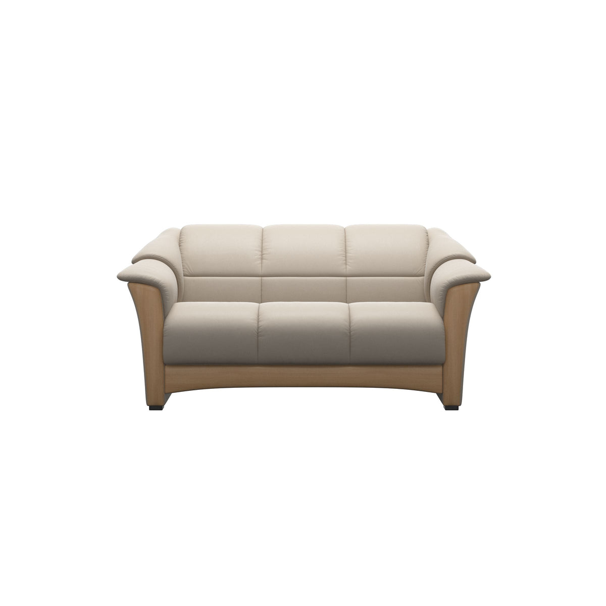 Stressless Oslo 2-Seater Sofa with Wood in Paloma Fog, Oak, front view