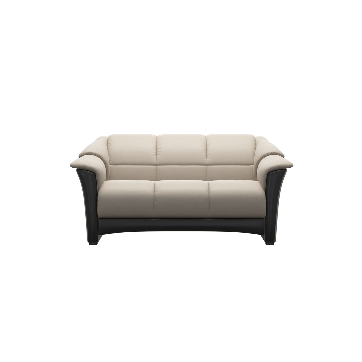 Stressless Oslo 2-Seater Sofa with Wood in Paloma Fog, Black, front view