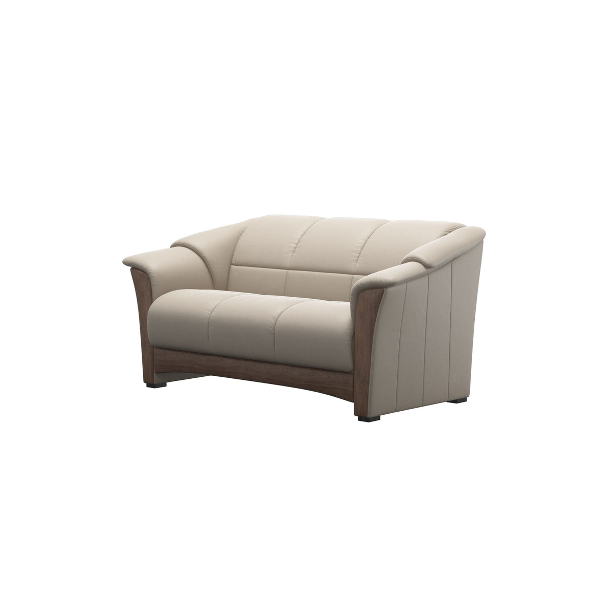 Stressless Oslo 2-Seater Sofa with Wood in Paloma Fog, Walnut, side view