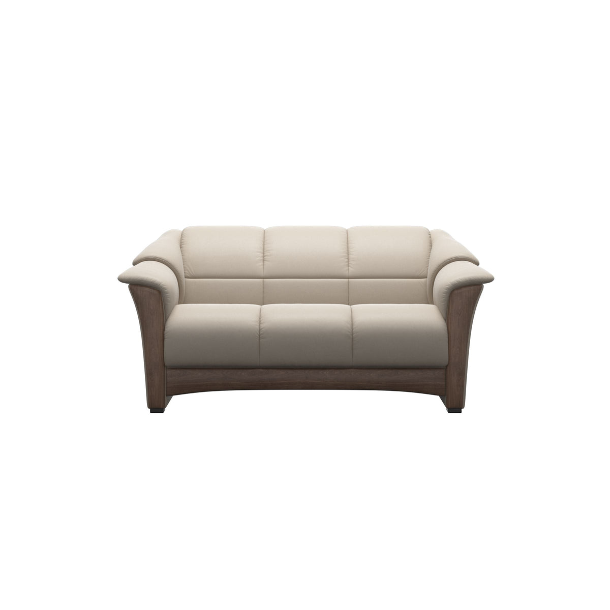 Stressless Oslo 2-Seater Sofa with Wood in Paloma Fog, Walnut, front view