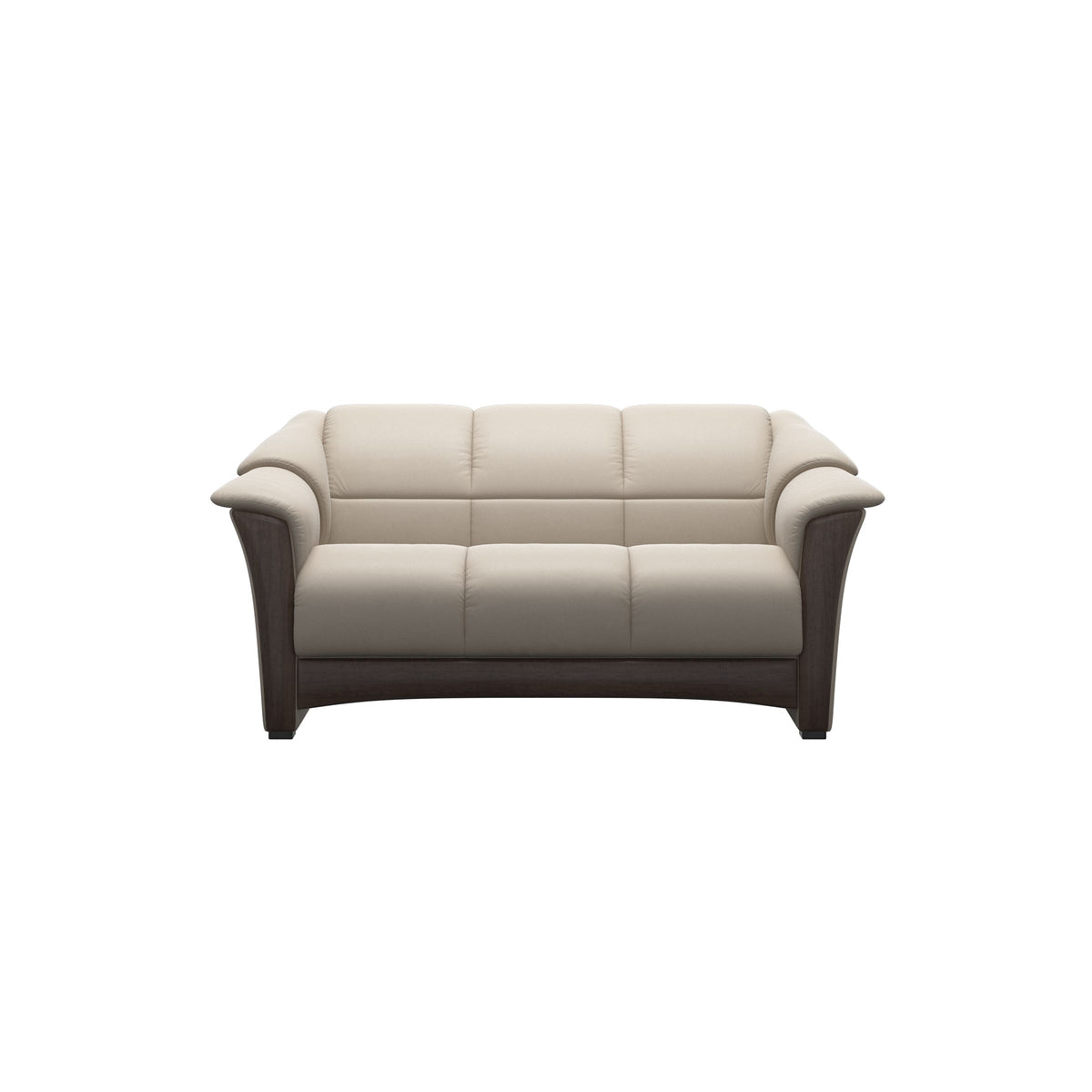 Stressless Oslo 2-Seater Sofa with Wood in Paloma Fog, Wenge, front view