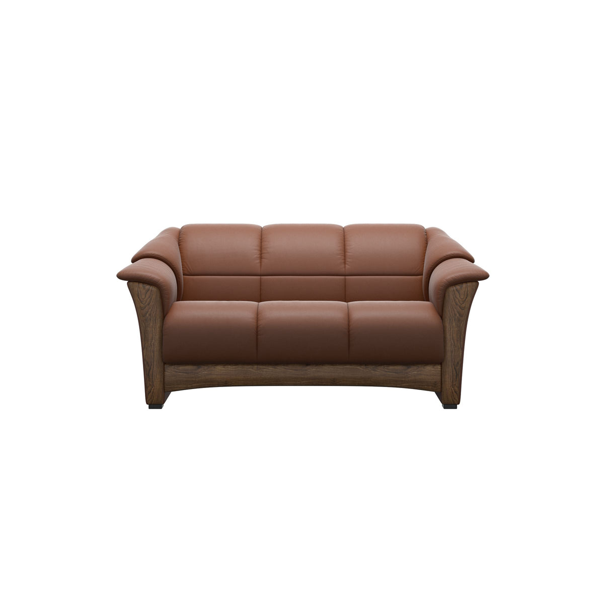 Stressless Oslo 2-Seater Sofa with Wood in Paloma New Cognac, Teak, front view