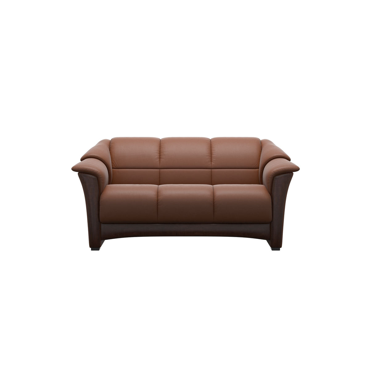 Stressless Oslo 2-Seater Sofa with Wood in Paloma New Cognac, Brown, front view