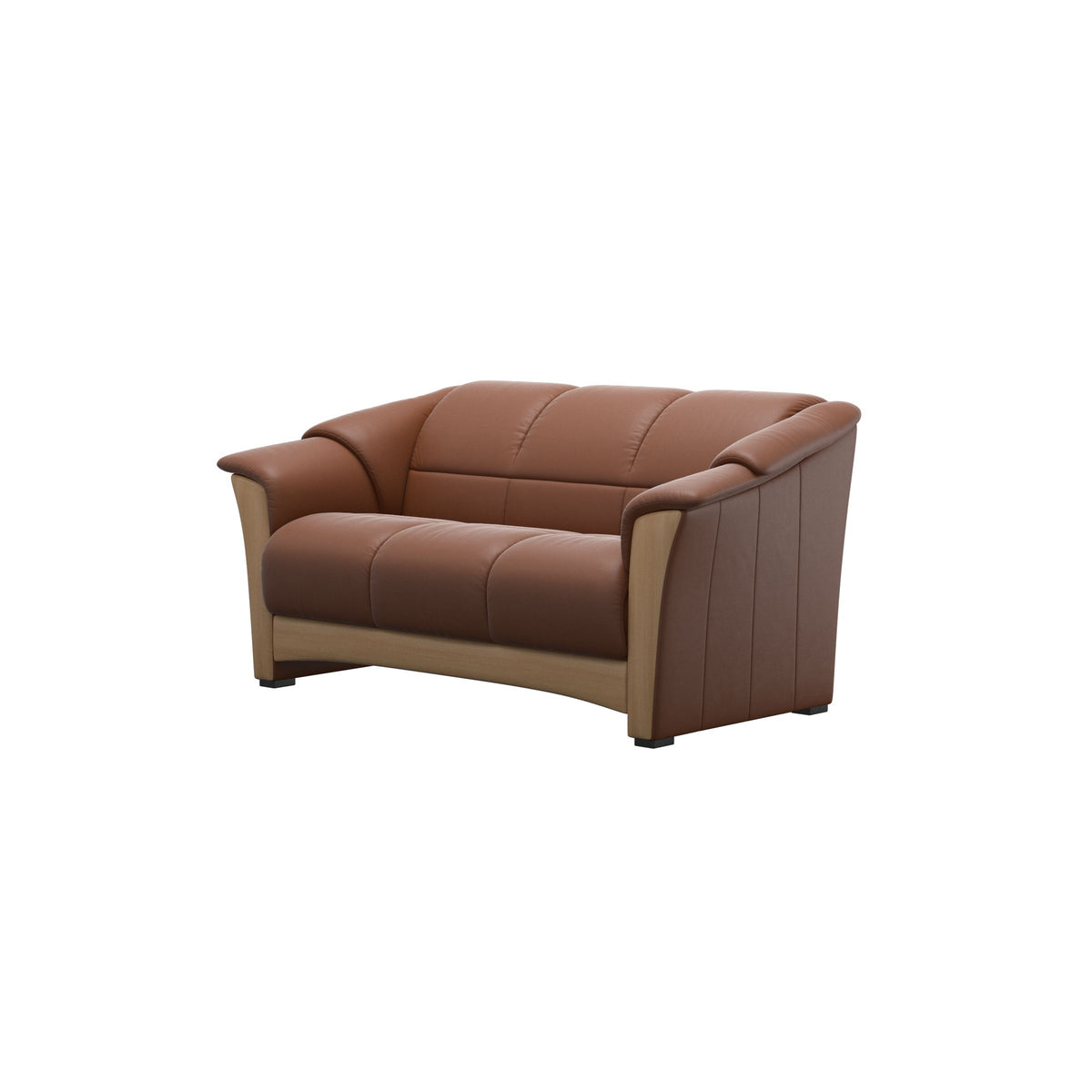 Stressless Oslo 2-Seater Sofa with Wood in Paloma New Cognac, Oak, side view
