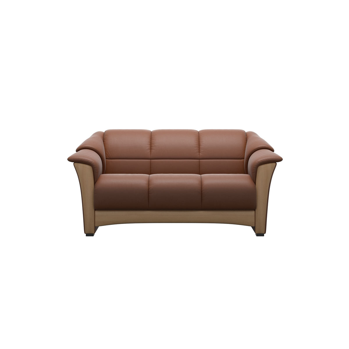 Stressless Oslo 2-Seater Sofa with Wood in Paloma New Cognac, Oak, front view