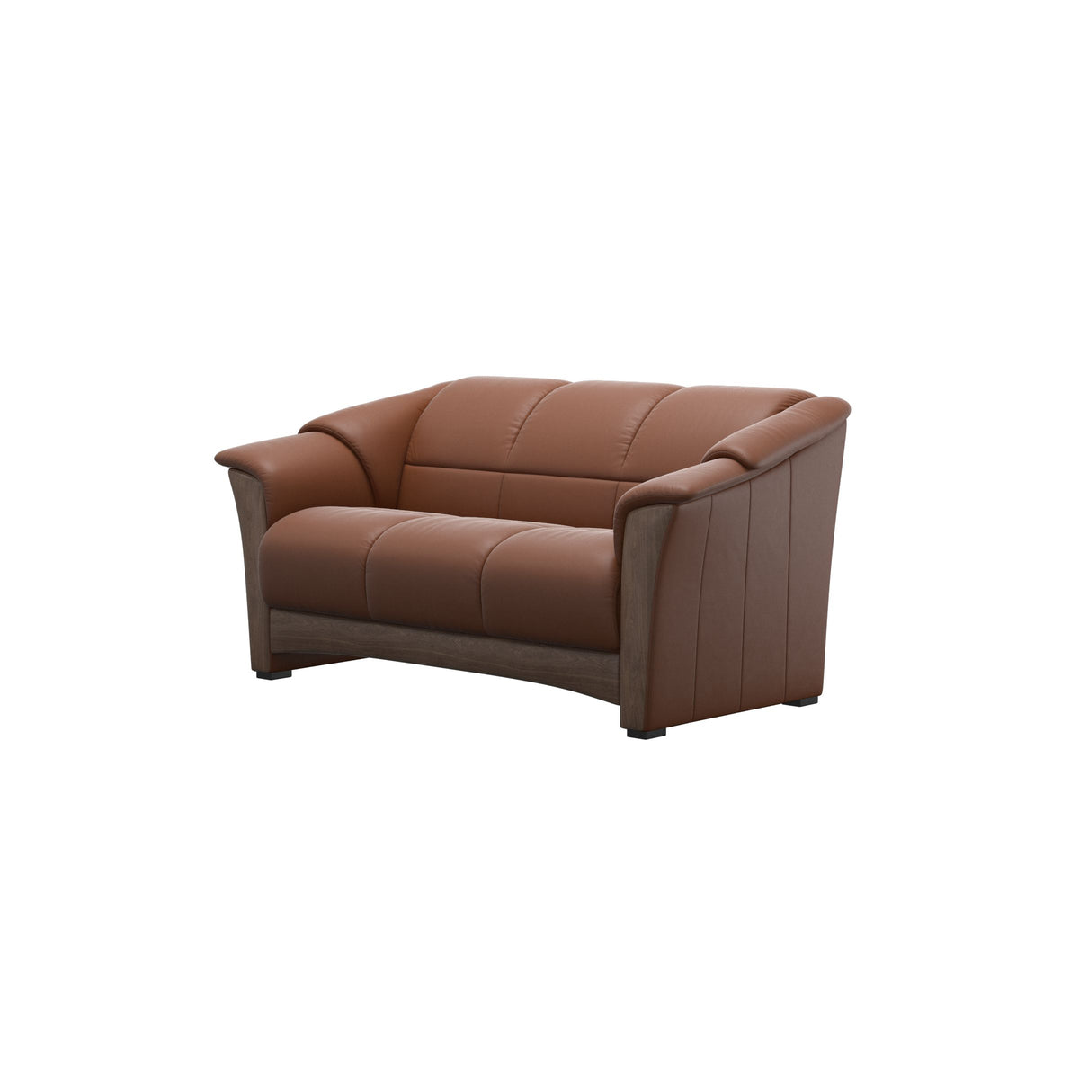 Stressless Oslo 2-Seater Sofa with Wood in Paloma New Cognac, Walnut, side view