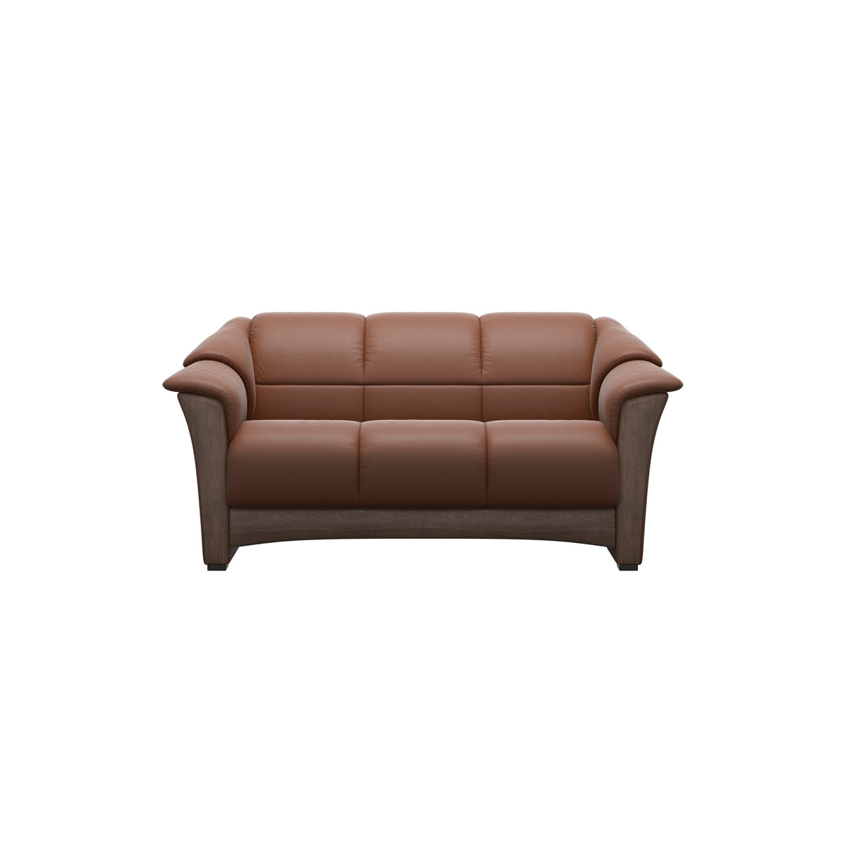 Stressless Oslo 2-Seater Sofa with Wood in Paloma New Cognac, Walnut, front view