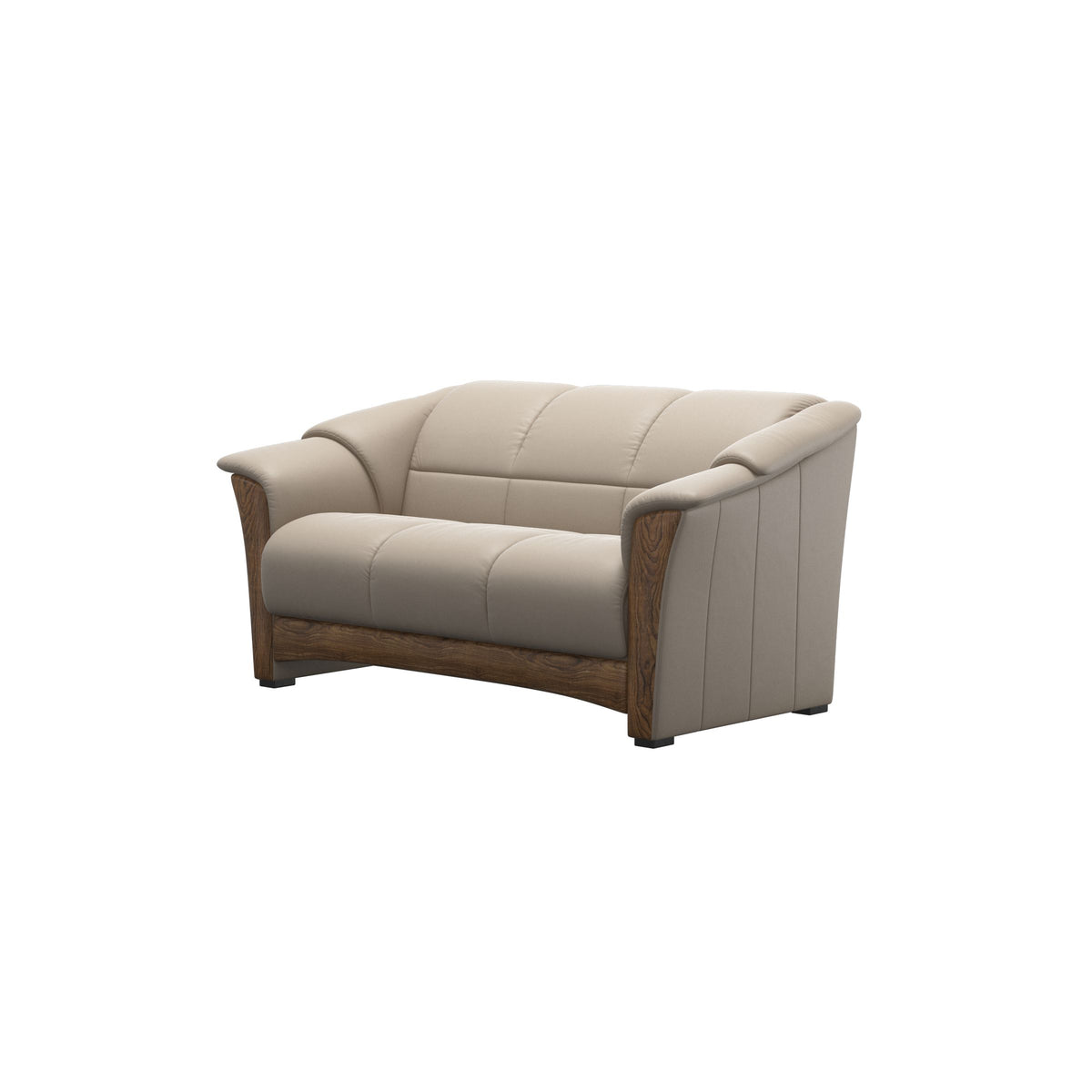 Stressless Oslo 2-Seater Sofa with Wood in Paloma Mushroom, Teak, side view