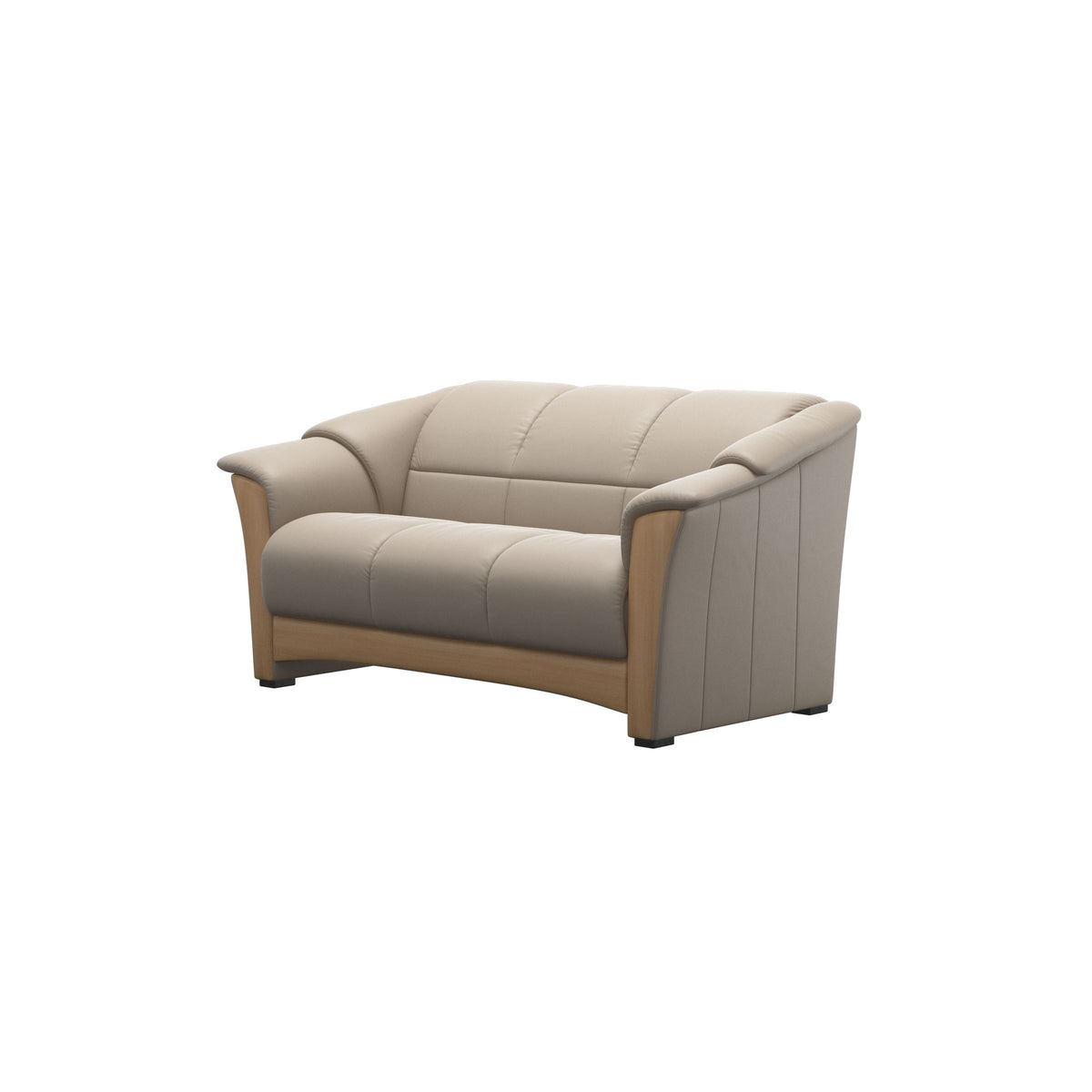 Stressless Oslo 2-Seater Sofa with Wood in Paloma Mushroom, Oak, side view