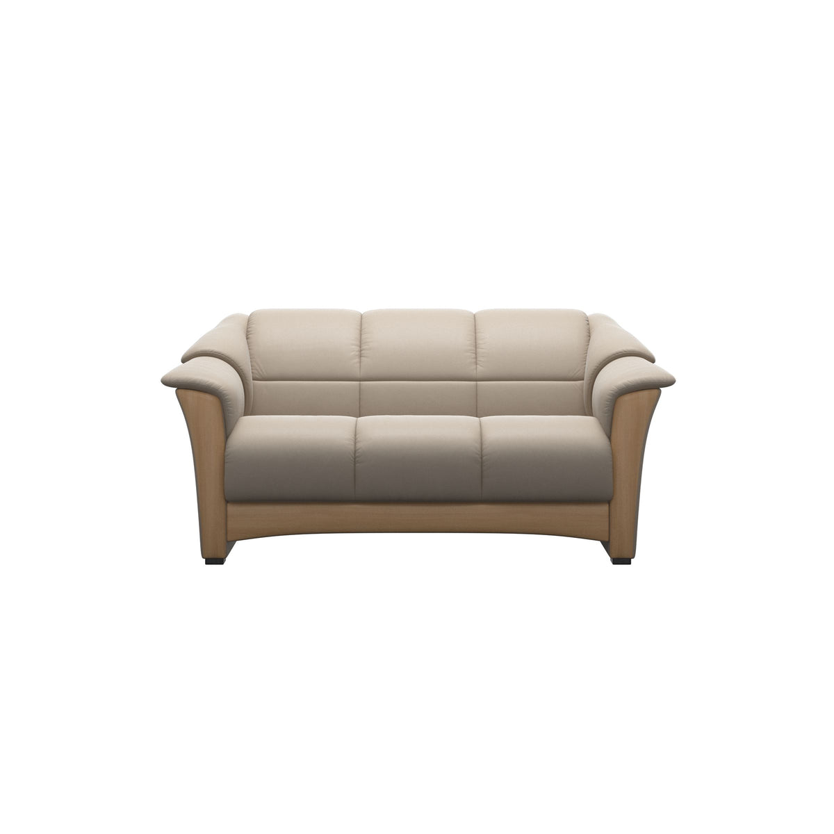 Stressless Oslo 2-Seater Sofa with Wood in Paloma Mushroom, Oak, front view
