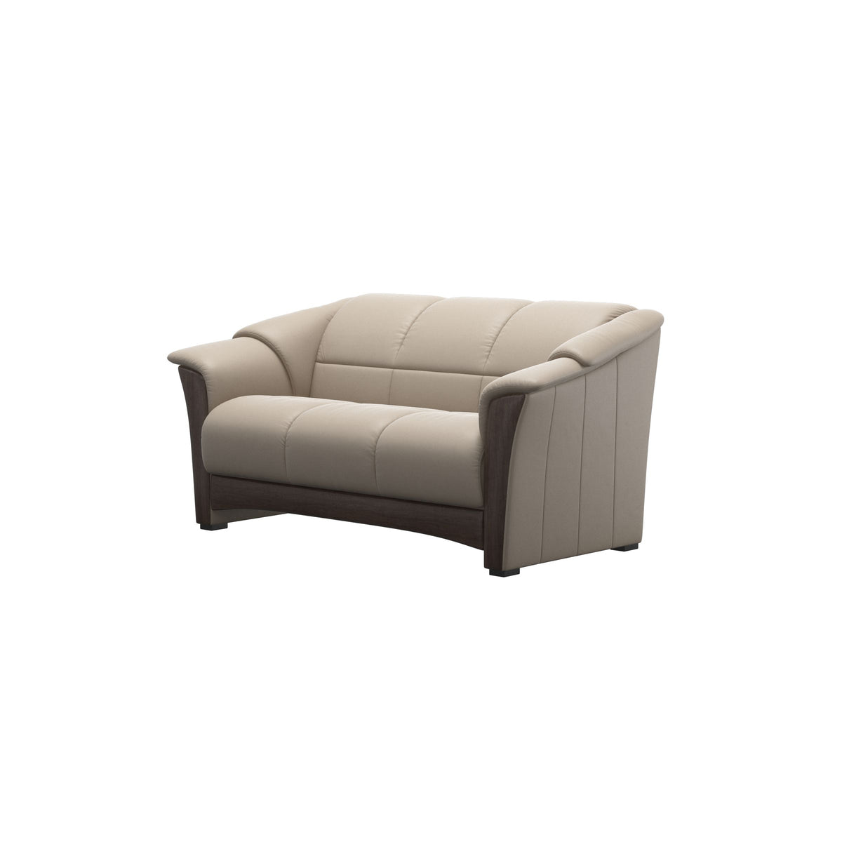 Stressless Oslo 2-Seater Sofa with Wood in Paloma Mushroom, Wenge, side view