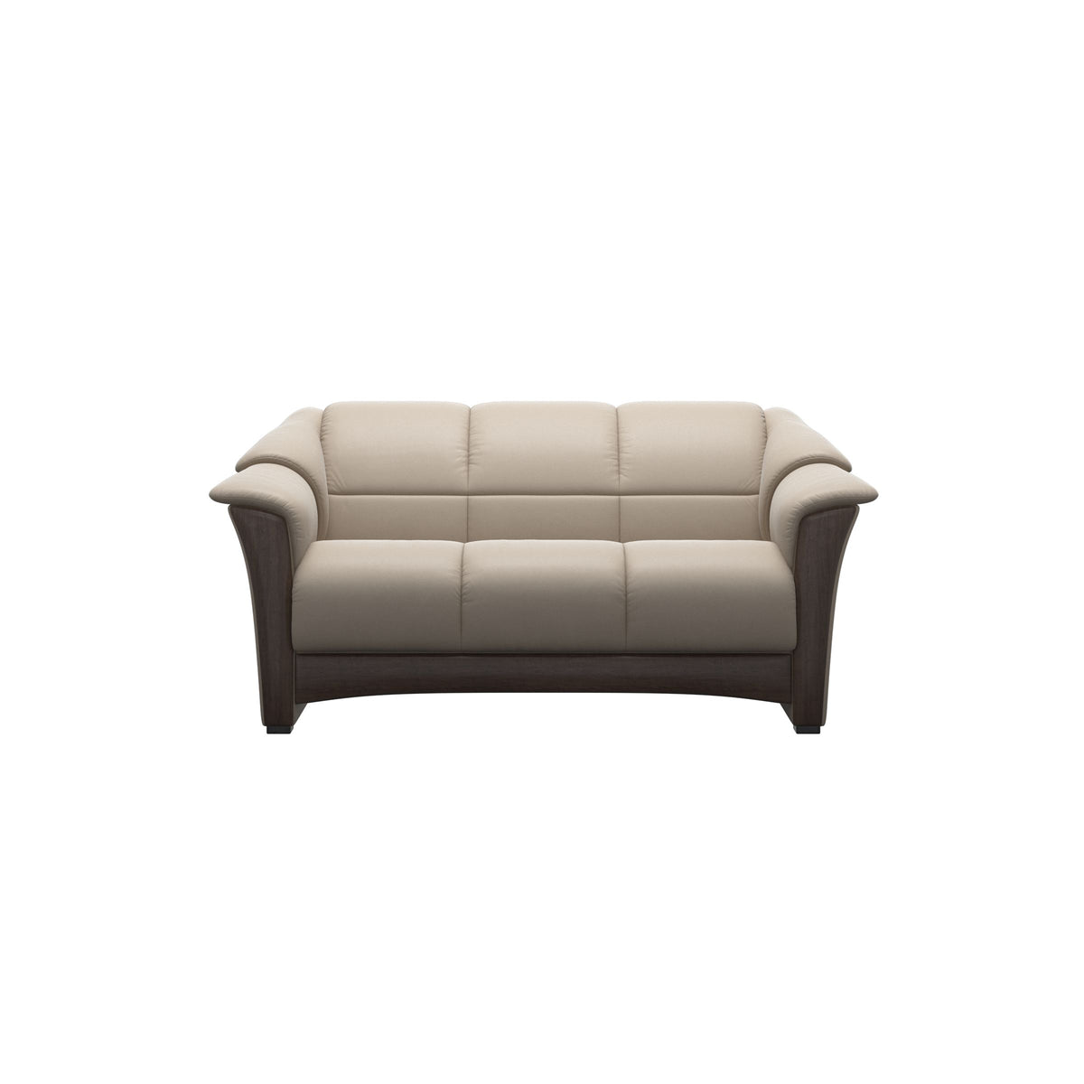 Stressless Oslo 2-Seater Sofa with Wood in Paloma Mushroom, Wenge, front view