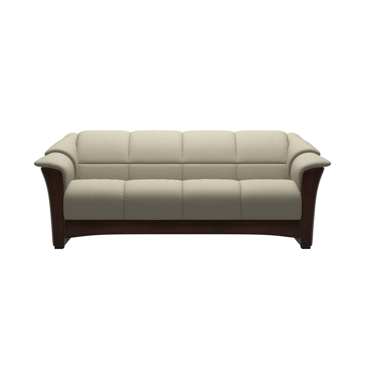 Stressless Oslo 3-Seater Sofa with Wood in Paloma Light Grey, Brown, front view