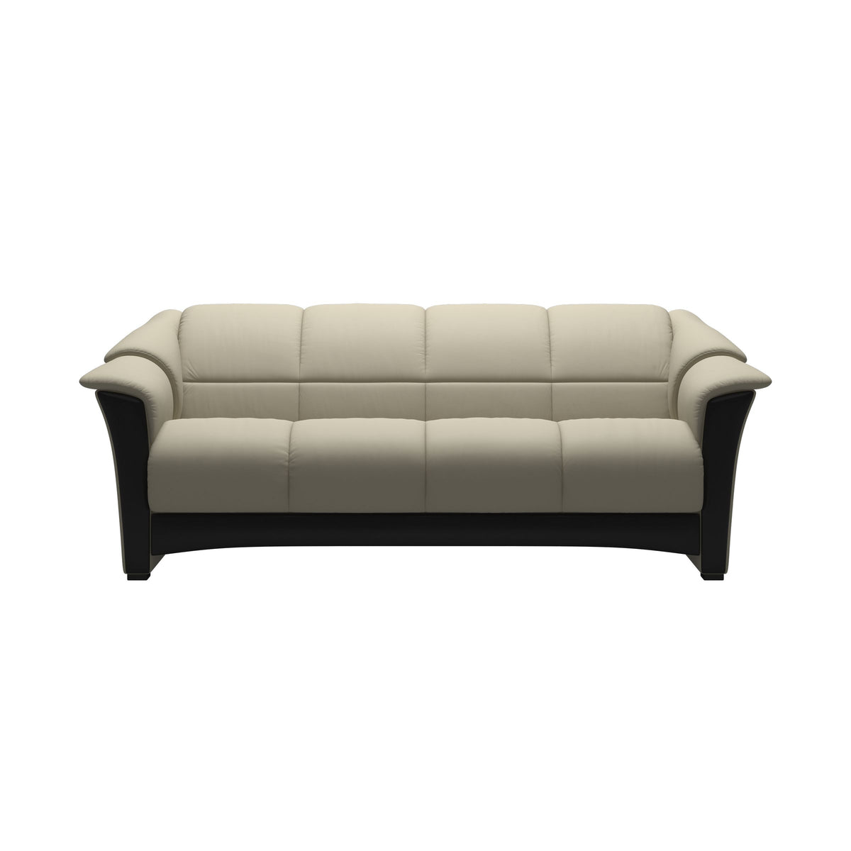 Stressless Oslo 3-Seater Sofa with Wood in Paloma Light Grey, Black, front view