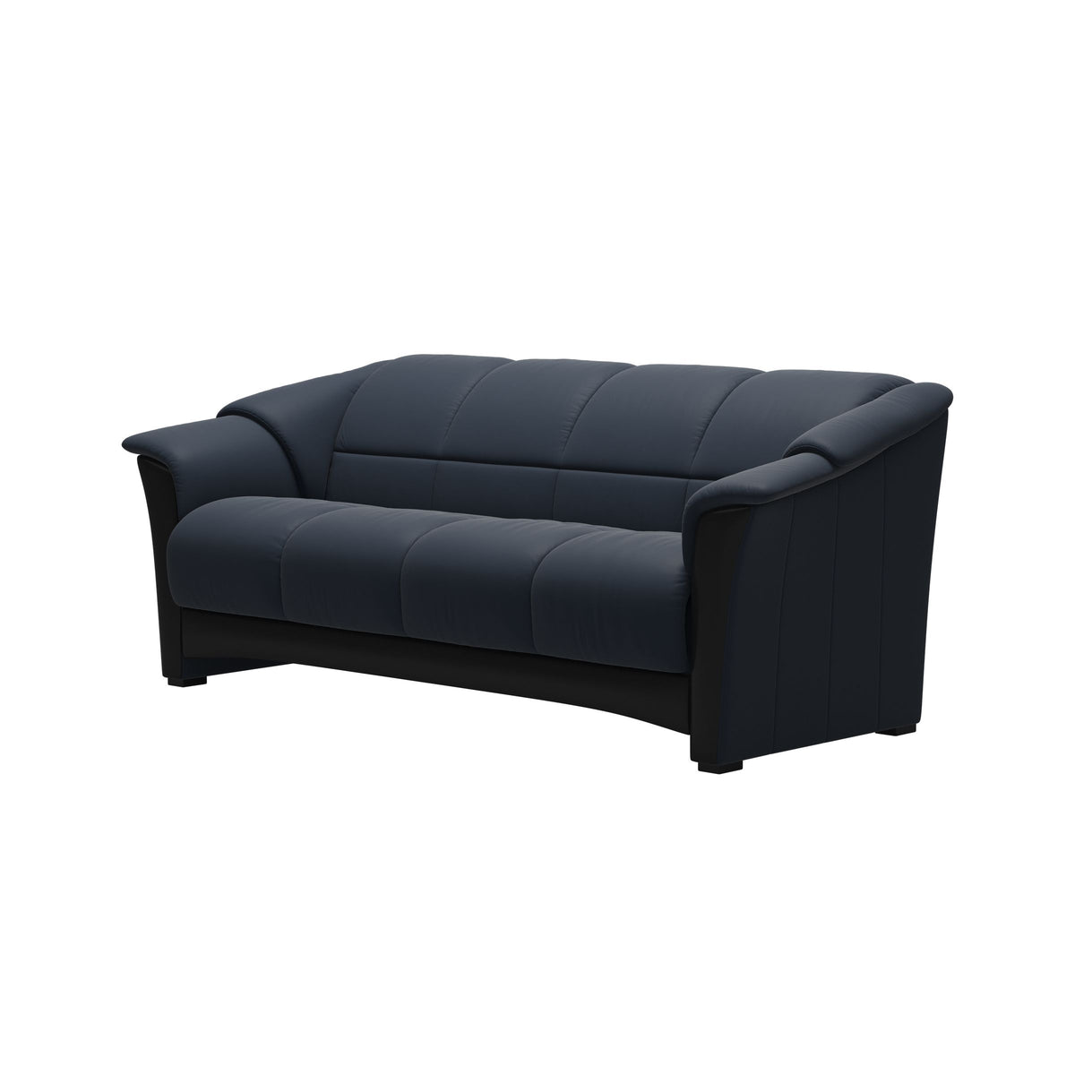 Stressless Oslo 3-Seater Sofa with Wood in Paloma Oxford Blue, Black, side view