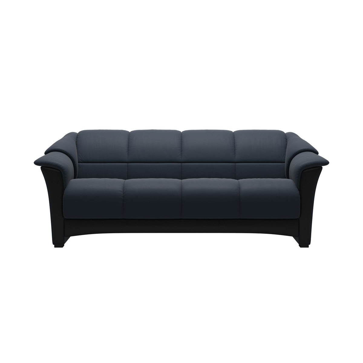 Stressless Oslo 3-Seater Sofa with Wood in Paloma Oxford Blue, Black, front view