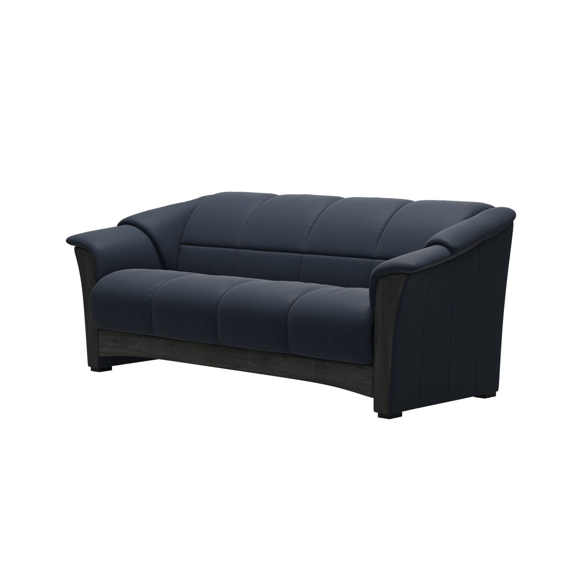 Stressless Oslo 3-Seater Sofa with Wood in Paloma Oxford Blue, Grey, side view