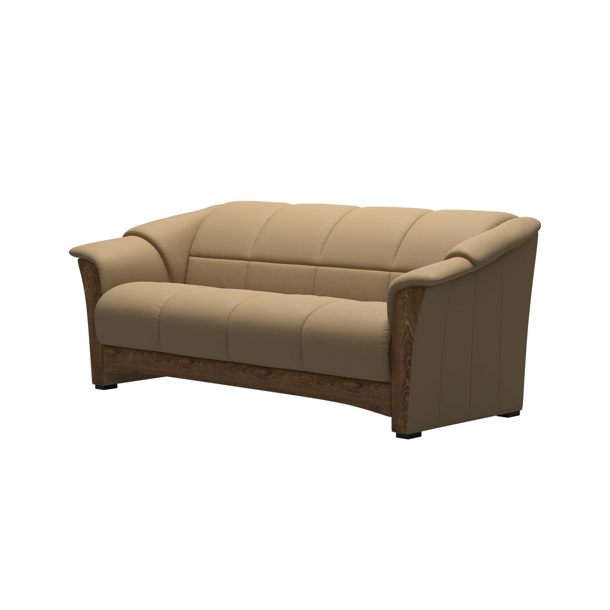 Stressless Oslo 3-Seater Sofa with Wood in Paloma Sand, Teak, side view