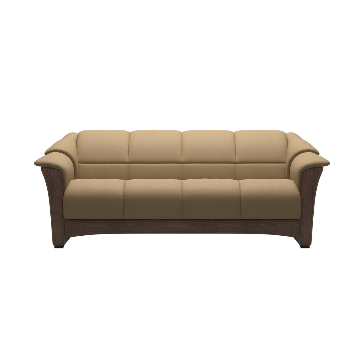 Stressless Oslo 3-Seater Sofa with Wood in Paloma Sand, Walnut, front view