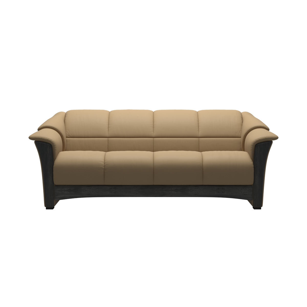Stressless Oslo 3-Seater Sofa with Wood in Paloma Sand, Grey, front view
