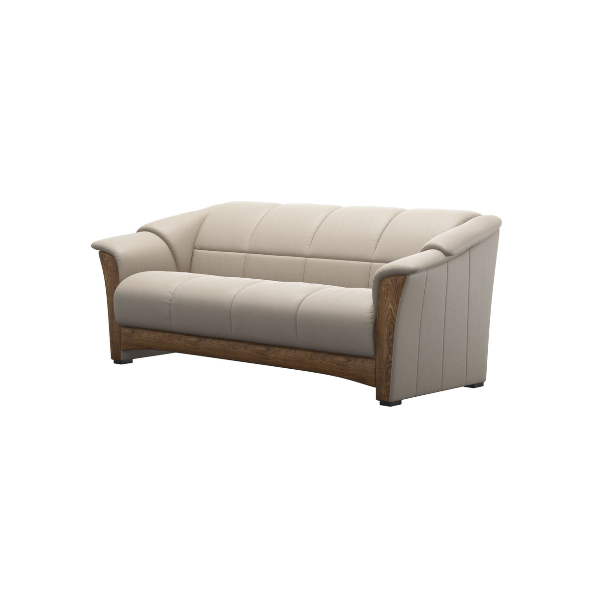 Stressless Oslo 3-Seater Sofa with Wood in Paloma Fog, Teak, side view