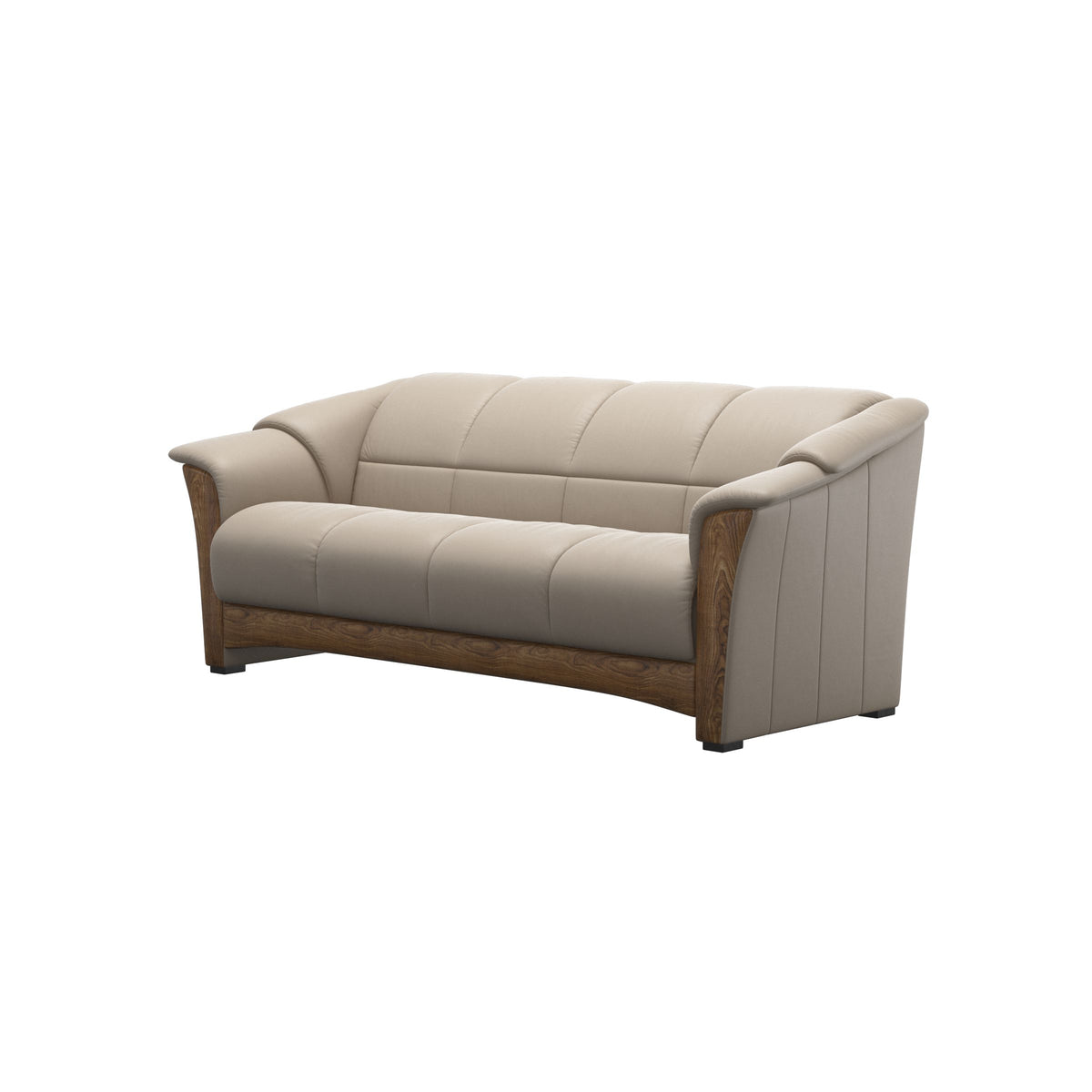 Stressless Oslo 3-Seater Sofa with Wood in Paloma Mushroom, Teak, side view