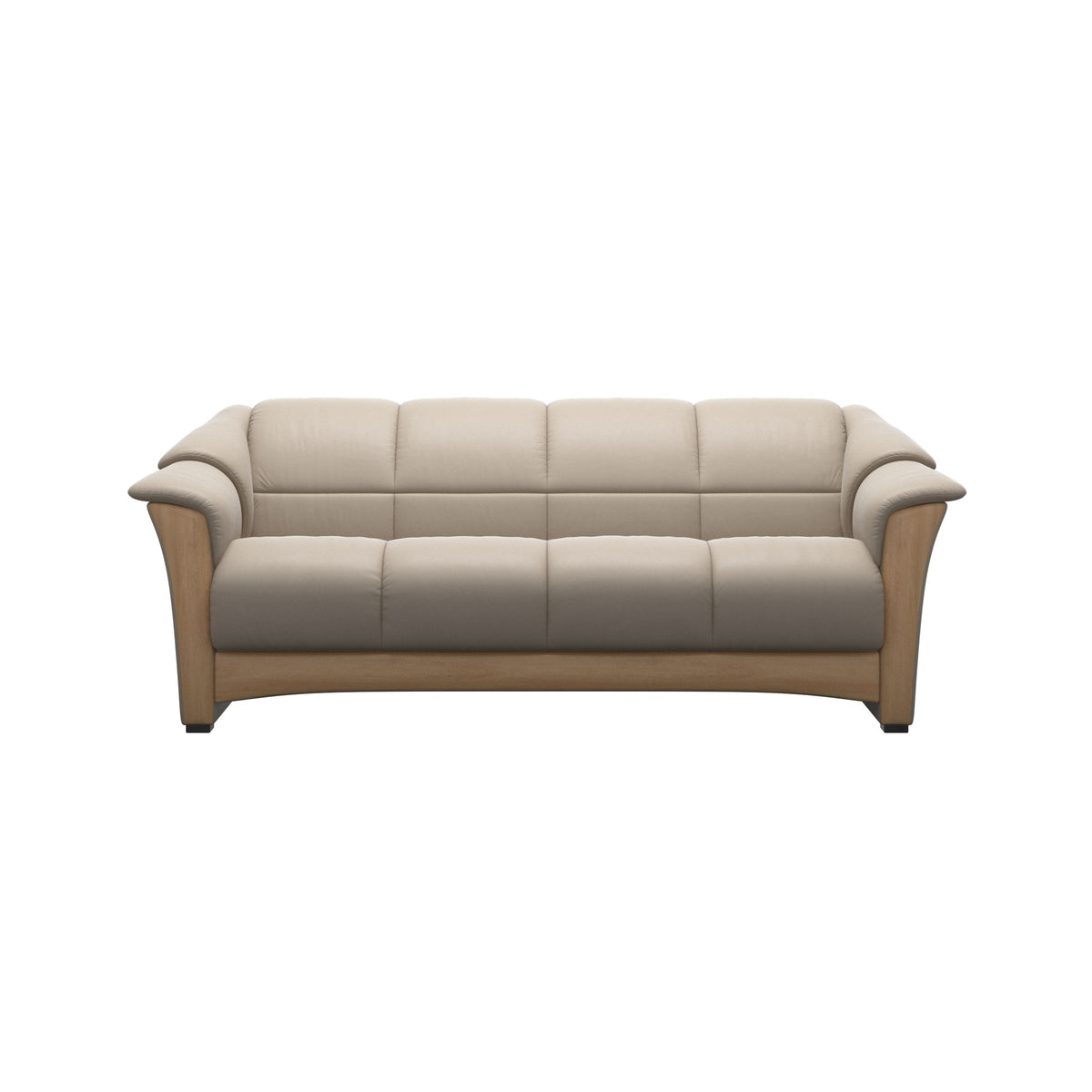 Stressless Oslo 3-Seater Sofa with Wood in Paloma Mushroom, Oak, front view