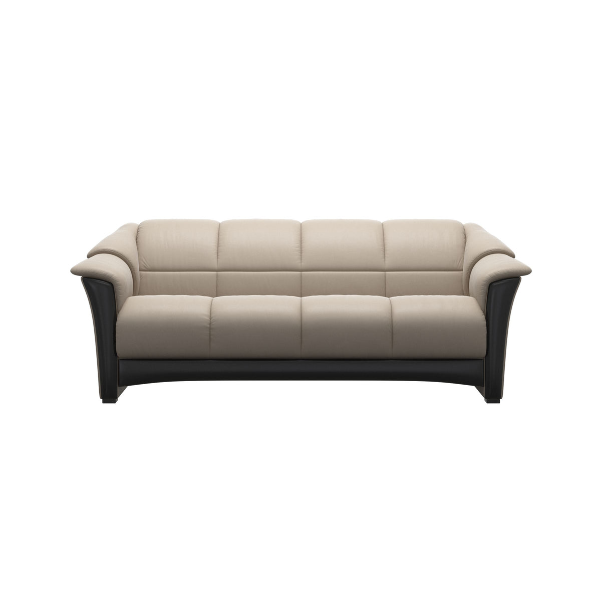 Stressless Oslo 3-Seater Sofa with Wood in Paloma Mushroom, Black, front view