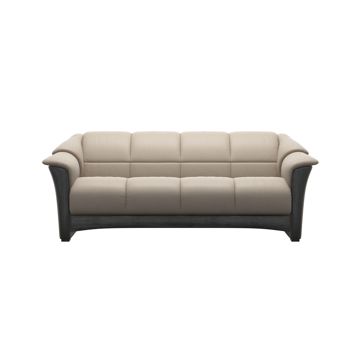Stressless Oslo 3-Seater Sofa with Wood in Paloma Mushroom, Grey, front view
