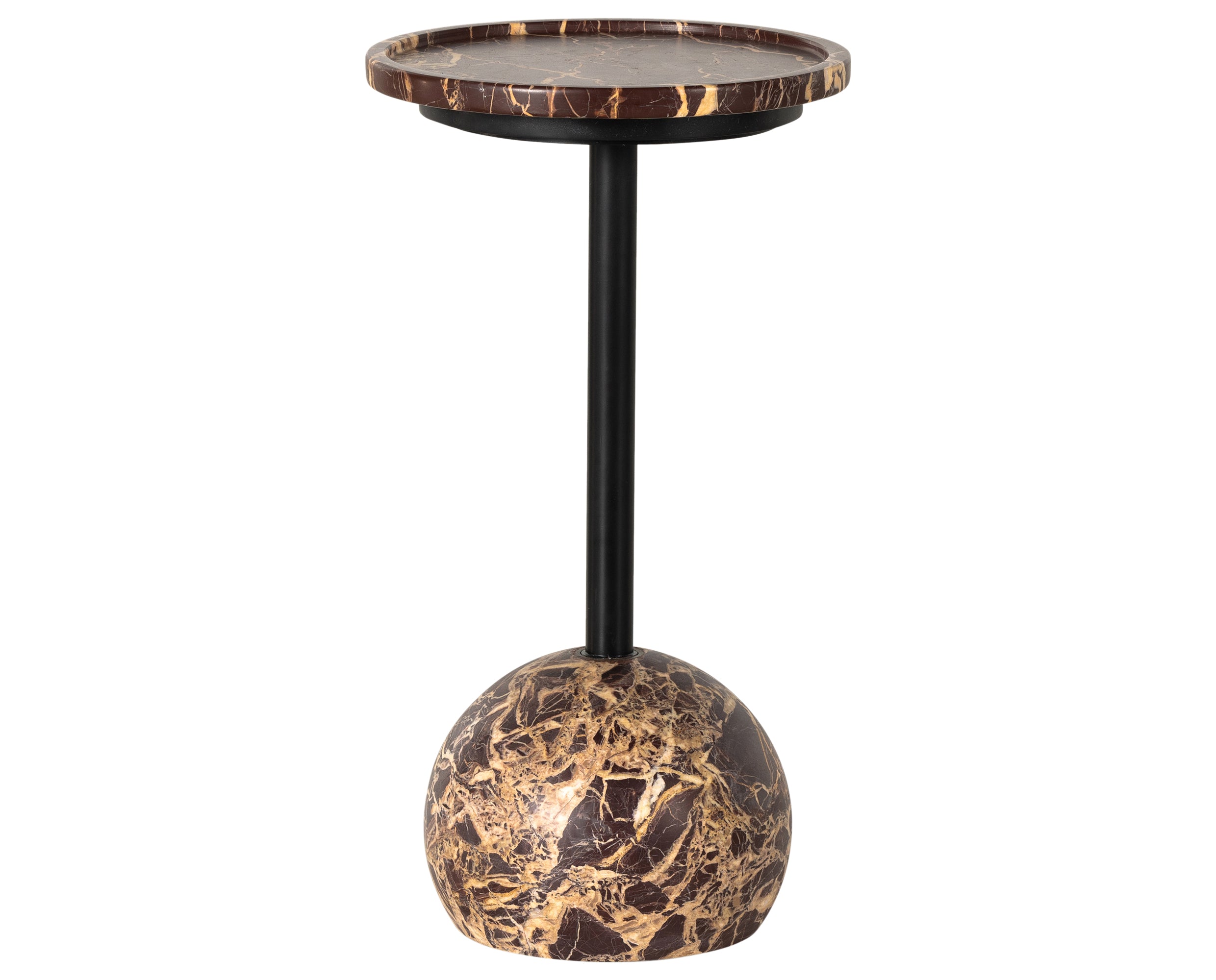 Merlot Marble with Dark Kettle Black Iron | Viola Accent Table | Valley Ridge Furniture