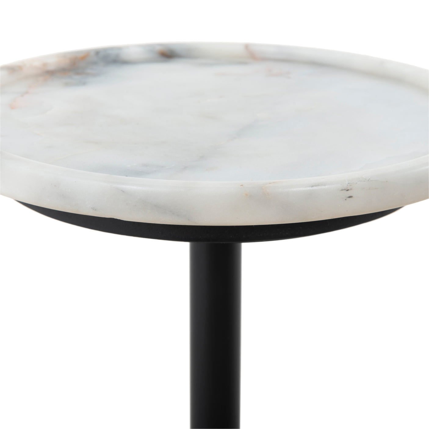 Polished White Marble with Dark Kettle Black Iron | Viola Accent Table | Valley Ridge Furniture