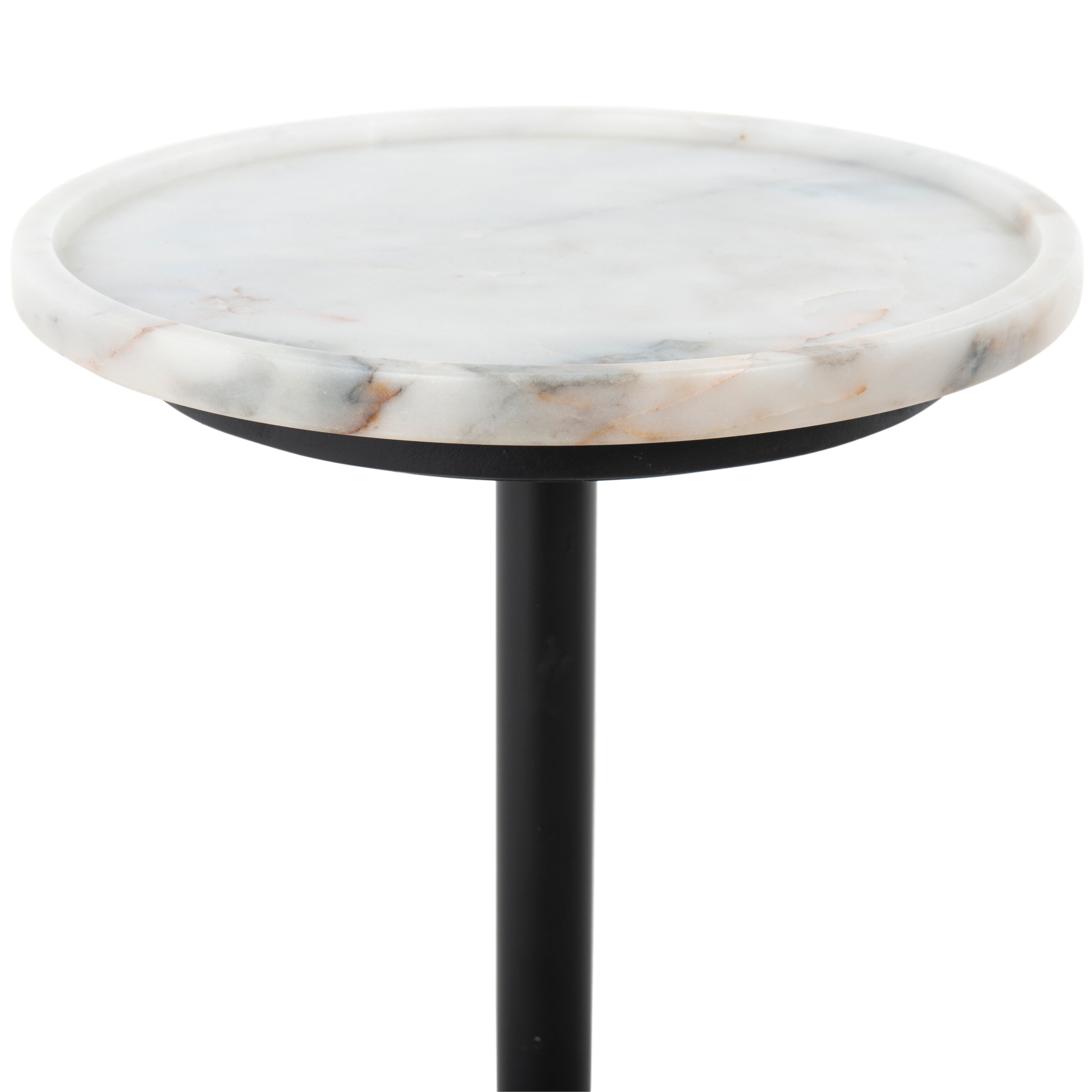 Polished White Marble with Dark Kettle Black Iron | Viola Accent Table | Valley Ridge Furniture