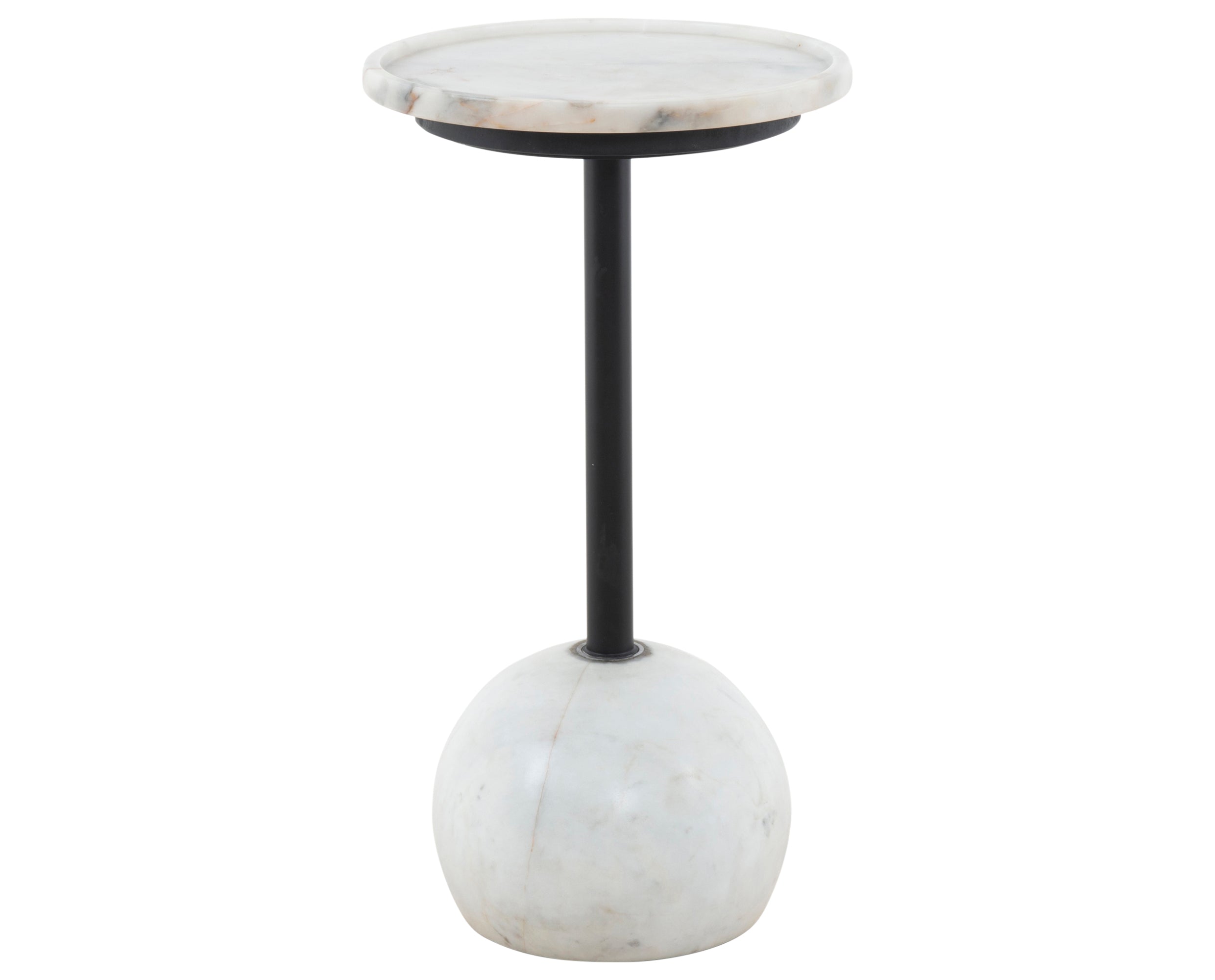 Polished White Marble with Dark Kettle Black Iron | Viola Accent Table | Valley Ridge Furniture