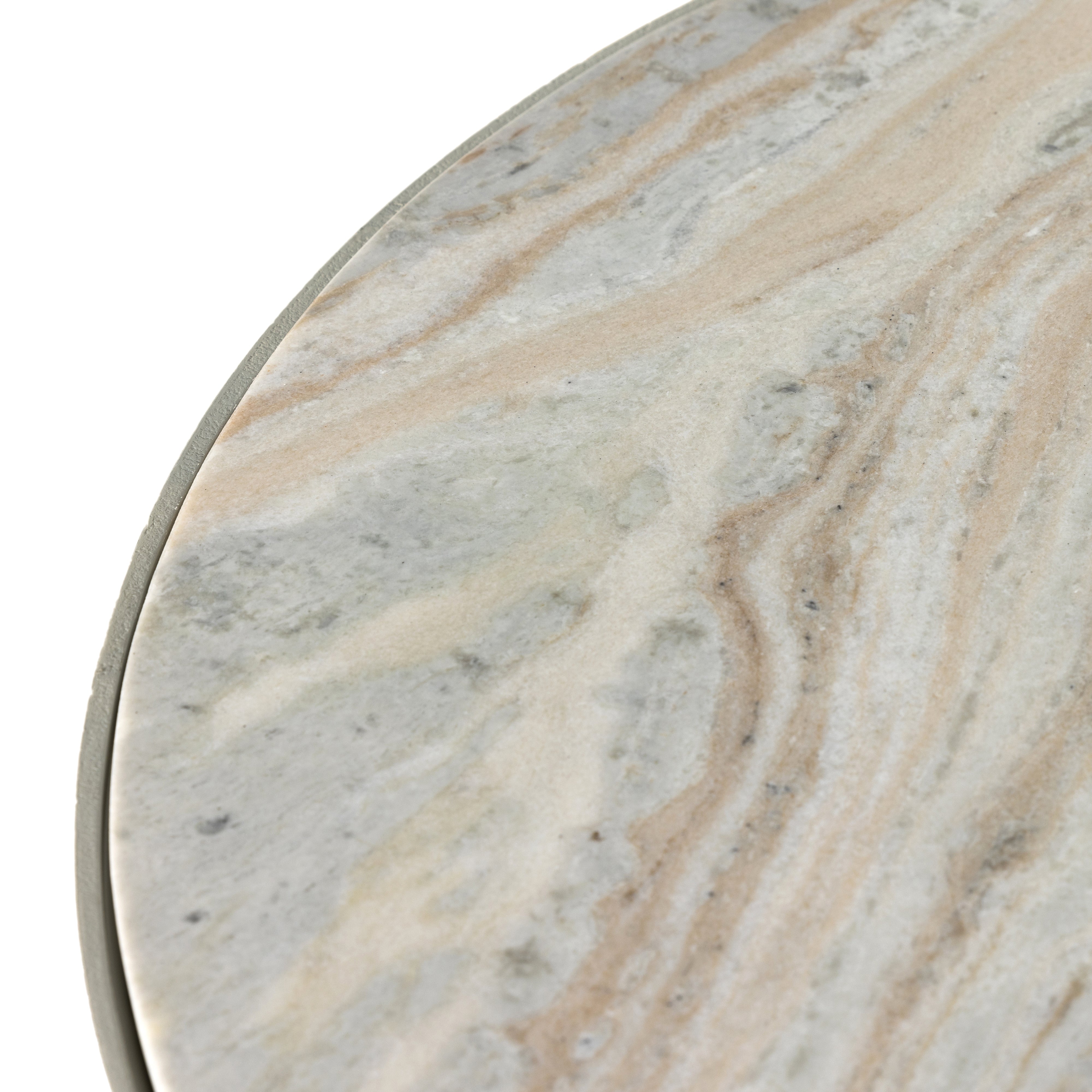 Creamy Taupe Marble with Textured Matte White Aluminum | Corbett Coffee Table | Valley Ridge Furniture
