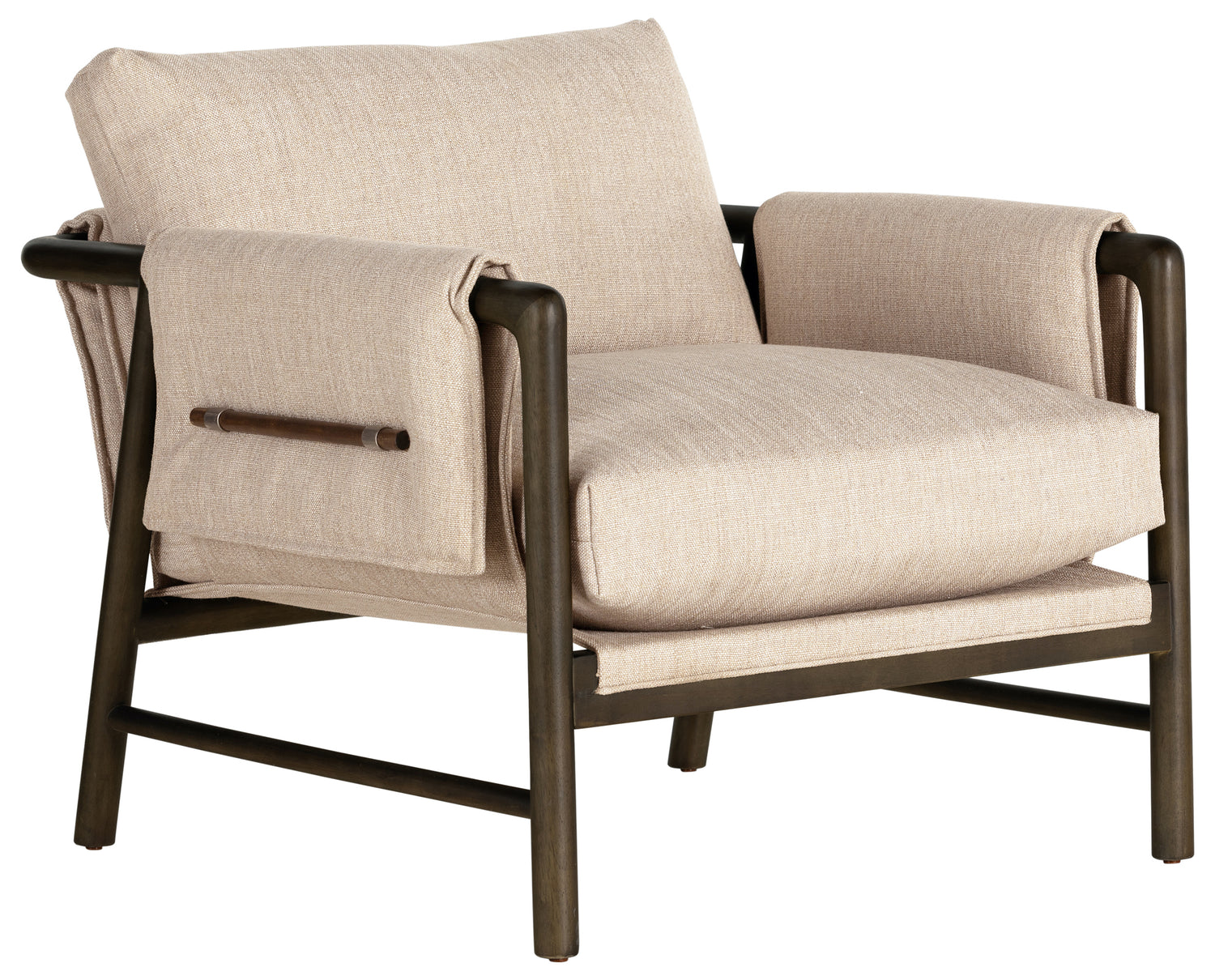 Alcala Wheat Fabric & Sable Parawood with Brushed Silver Stainless Steel | Harrison Chair | Valley Ridge Furniture