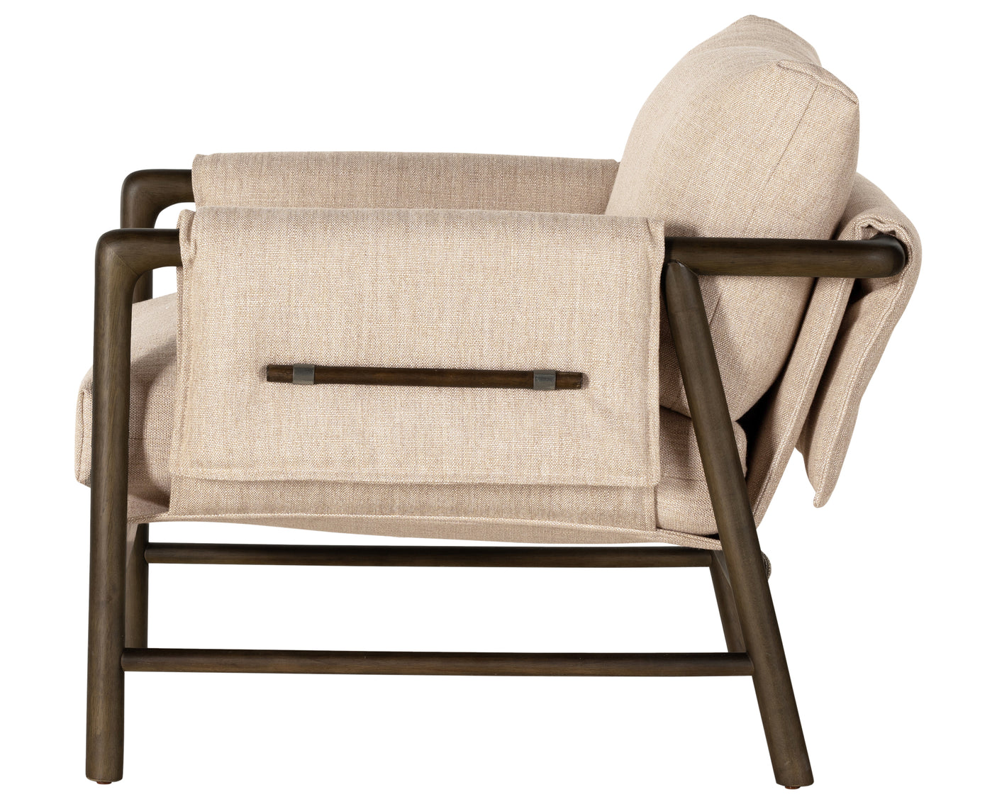 Alcala Wheat Fabric & Sable Parawood with Brushed Silver Stainless Steel | Harrison Chair | Valley Ridge Furniture