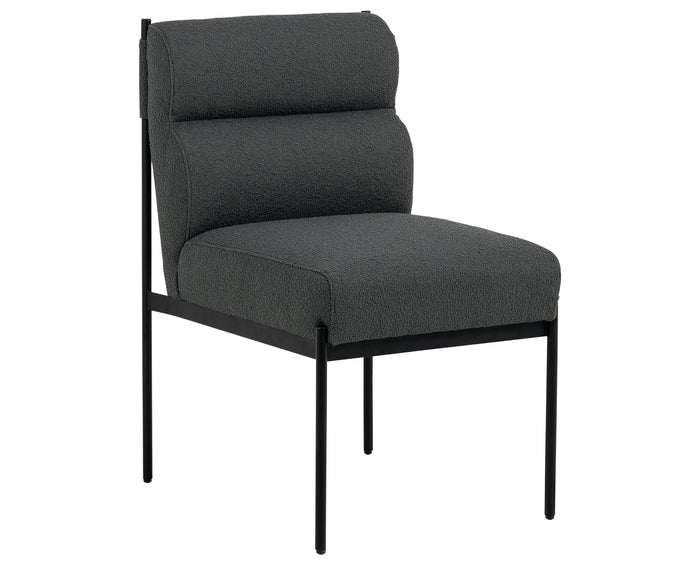 Fiqa Boucle Slate Fabric with Black Iron | Klein Dining Chair | Valley Ridge Furniture