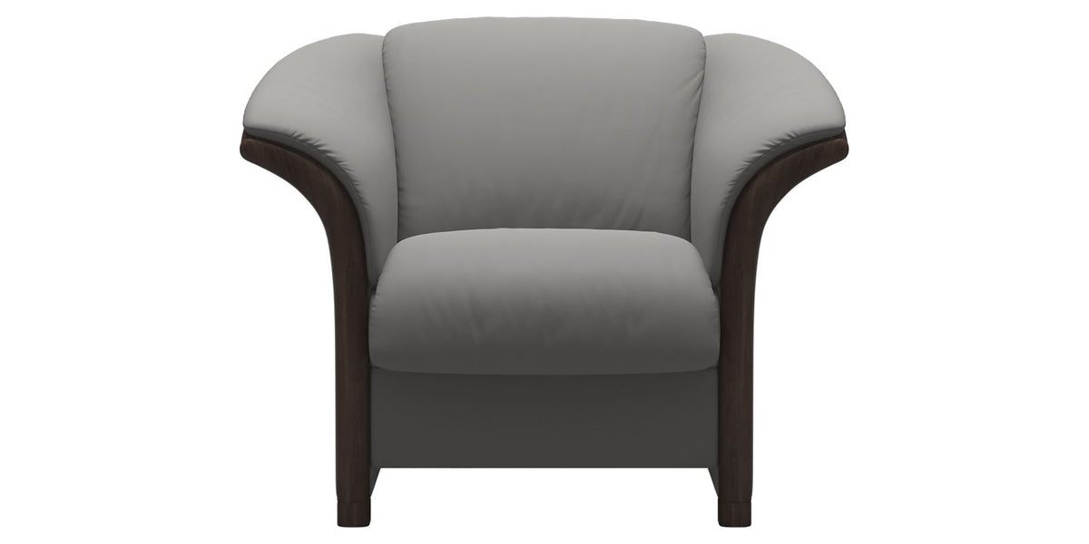 Stressless Manhattan Chair in Paloma Silver Grey, Wenge, front view